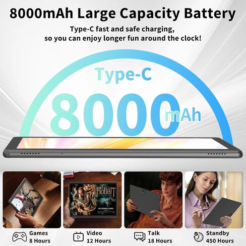 Android 15 Tablet with Keyboard, 10 inch Tablet with 26GB+256GB+2TB Expand in Kuwait