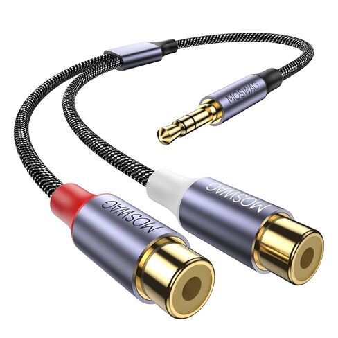 MOSWAG 3.5mm to Dual RCA Audio Cable 1 Pack,3.5mm Male to 2 RCA Female in Kuwait