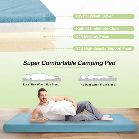 REDCAMP Folding Cot Pads for Sleeping Extra Thick, Soft Comfortable Velvet & Corduroy Cotton Camping Cot Mattress Pad for Backpacking Hiking, Black Blue Brown Grey 75x30 inches in Kuwait