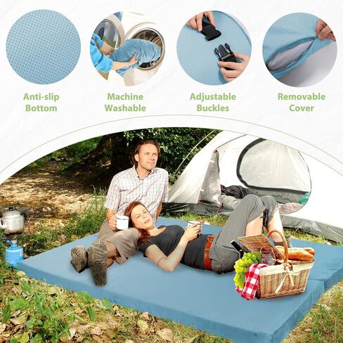 REDCAMP Folding Cot Pads for Sleeping Extra Thick, Soft Comfortable Velvet & Corduroy Cotton Camping Cot Mattress Pad for Backpacking Hiking, Black Blue Brown Grey 75x30 inches in Kuwait