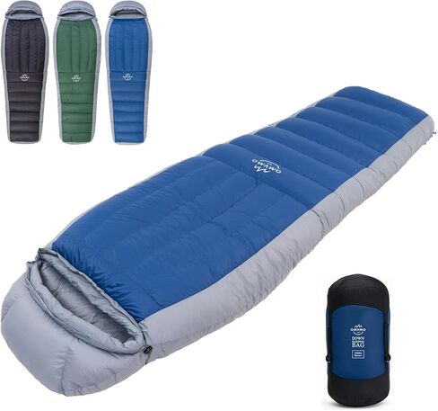Mummy Down Sleeping Bag, 0°F 10°F 15°F 20°F 600 Fill Power Lightweight Compact Sleeping Bag,Cold and Warm Weather for Adults Camping in Kuwait