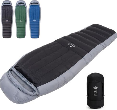 Mummy Down Sleeping Bag, 0°F 10°F 15°F 20°F 600 Fill Power Lightweight Compact Sleeping Bag,Cold and Warm Weather for Adults Camping in Kuwait
