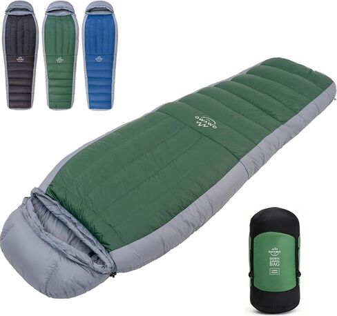 Mummy Down Sleeping Bag, 0°F 10°F 15°F 20°F 600 Fill Power Lightweight Compact Sleeping Bag,Cold and Warm Weather for Adults Camping in Kuwait