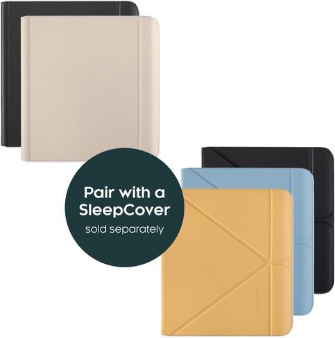 Kobo Libra Colour Black eReader & Dusk Blue Notebook SleepCover Bundle | 7" Glare-Free Colour E Ink Kaleido 3 Display | Dark Mode Option | Waterproof | Built-in-2-Way Stand Cover in Kuwait