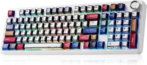 x Aula F99 Pro Mechanical Keyboard, Wireless Gaming Keyboards RGB Backlit Hot Swappable Custom Creamy Bluetooth Computer Keyboard, Tri-Mode BT5.0/2.4GHz/USB-C, Pre-lubed Switches PBT Keycaps in Kuwait