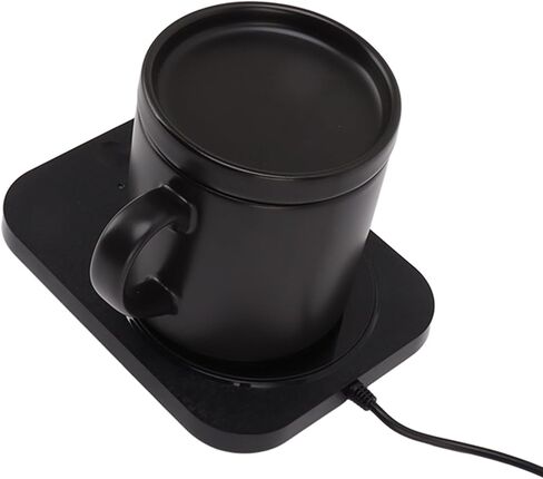 55℃ Smart Electric Drink Warmer Constant Heat for Office USB Powered Ceramic Mug (Black) in Kuwait