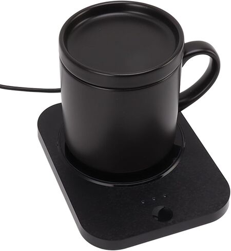 55℃ Smart Electric Drink Warmer Constant Heat for Office USB Powered Ceramic Mug (Black) in Kuwait