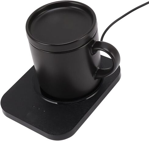 55℃ Smart Electric Drink Warmer Constant Heat for Office USB Powered Ceramic Mug (Black) in Kuwait
