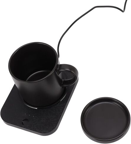 55℃ Smart Electric Drink Warmer Constant Heat for Office USB Powered Ceramic Mug (Black) in Kuwait