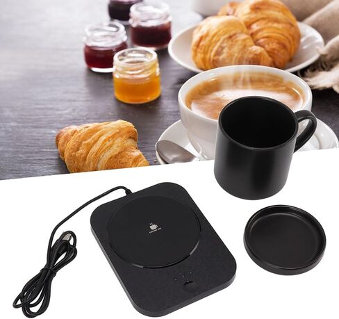 55℃ Smart Electric Drink Warmer Constant Heat for Office USB Powered Ceramic Mug (Black) in Kuwait