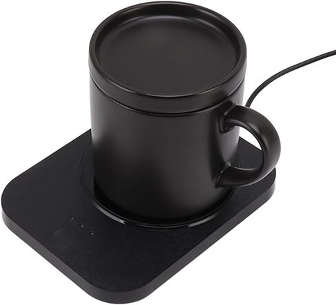 55℃ Smart Electric Drink Warmer Constant Heat for Office USB Powered Ceramic Mug (Black) in Kuwait