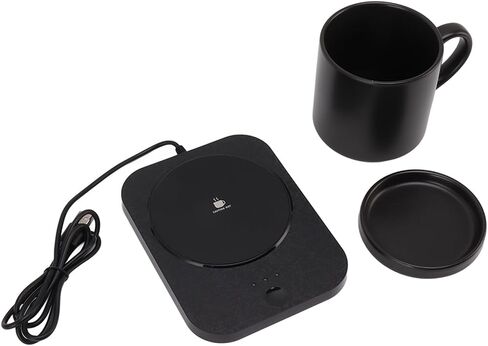 55℃ Smart Electric Drink Warmer Constant Heat for Office USB Powered Ceramic Mug (Black) in Kuwait