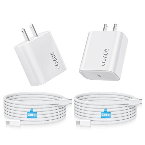 Fast Charging for iPhone 17 16 15 Charger,2Pack 20W USBC Wall Charger Travel Plug Block Phone 16e Charging Cable for iPhone 17 Air/17 Pro/17 Pro Max/16 Pro/16 Pro Max/16 Plus/15/15 Pro/15 Pro Max/iPad in Kuwait
