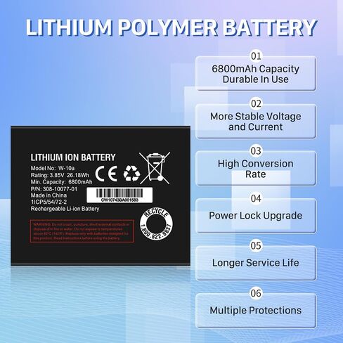 W-10A Battery, High Capacity Li-ion Replacement Battery for Netgear MR1100 AT&T Nighthawk M1 LTE Mobile Hotspot Router Netgear Model No: W-10 W-10a in Kuwait
