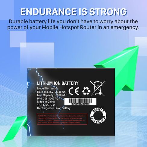 W-10A Battery, High Capacity Li-ion Replacement Battery for Netgear MR1100 AT&T Nighthawk M1 LTE Mobile Hotspot Router Netgear Model No: W-10 W-10a in Kuwait