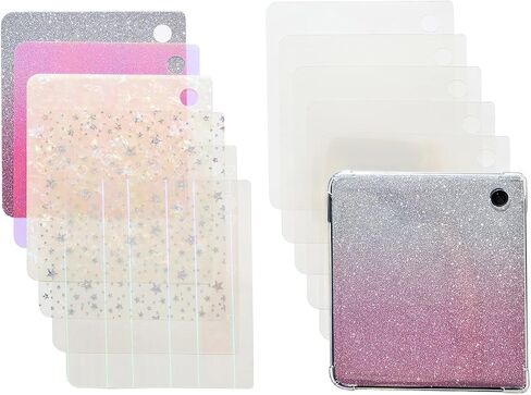 12PCS Clear & Glitter Inserts Skin for E-Reader Clear Case Compatible with Kobo Libra Colour, Holographic Decor Decoration Accessories (6pcs Glittery+ 6pcs Clear Inserts) in Kuwait