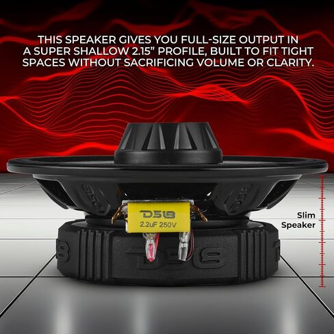 DS18 PRO-ZT6SL 6.5" Ultra Slim 2-Way Midrange Speaker with Bullet Tweeter – 200W RMS / 400W Max, 4 Ohm, 2.15" Shallow Mount, High Sensitivity Car Audio Speaker (Single) in Kuwait