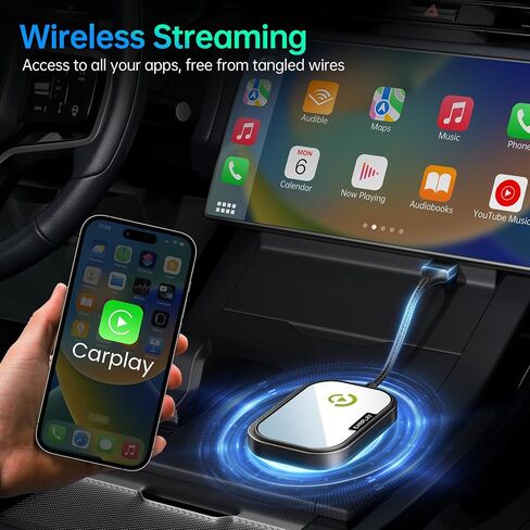 Wireless CarPlay Adapter for Apple iPhone, Converts Factory Wired CarPlay to Wireless CarPlay 2024 Upgrade Plug & Play Auto Connect Fast Easy Use for Cars from 2017 & iPhone iOS 10+ Matte Black in Saudi Arabia