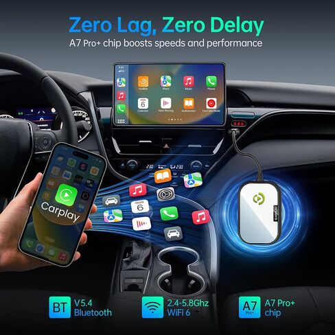 Wireless CarPlay Adapter for Apple iPhone, Converts Factory Wired CarPlay to Wireless CarPlay 2024 Upgrade Plug & Play Auto Connect Fast Easy Use for Cars from 2017 & iPhone iOS 10+ Matte Black in Saudi Arabia