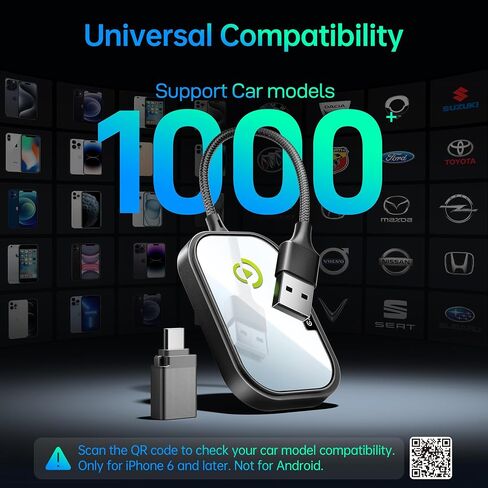 Wireless CarPlay Adapter for Apple iPhone, Converts Factory Wired CarPlay to Wireless CarPlay 2024 Upgrade Plug & Play Auto Connect Fast Easy Use for Cars from 2017 & iPhone iOS 10+ Matte Black in Saudi Arabia