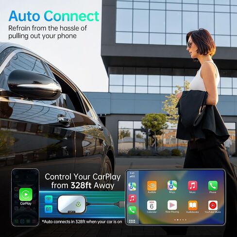 Wireless CarPlay Adapter for Apple iPhone, Converts Factory Wired CarPlay to Wireless CarPlay 2024 Upgrade Plug & Play Auto Connect Fast Easy Use for Cars from 2017 & iPhone iOS 10+ Matte Black in Saudi Arabia