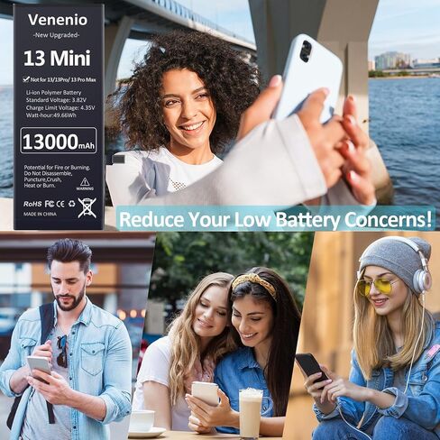 [13000mAh] Battery for iPhone 13 Mini, 2026 New Upgrade High Capacity Replacement Battery for iPhone 13 Mini Models A2628 A2481 A2626 A2629 A2630 with Professional Replacement Tool Kits in Kuwait