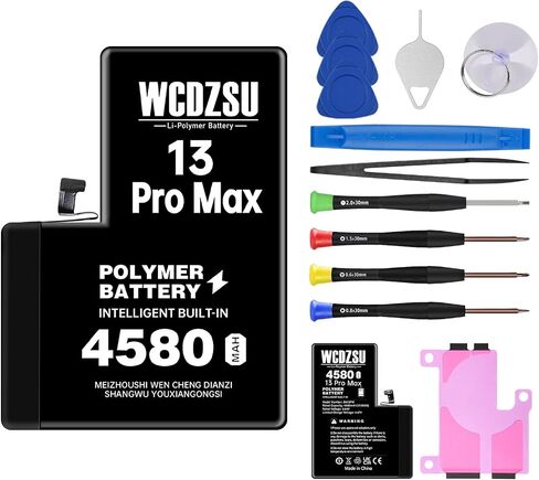Battery Replacement for iPhone 13 Pro Max 4580mAh No Pop-up Unknown Part Warning 0 Cycle High Capacity for iPhone 13 Pro Max with Full Tool Kit Model A2484 A2641 A2644 A2645 A2643 in Kuwait