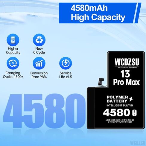 Battery Replacement for iPhone 13 Pro Max 4580mAh No Pop-up Unknown Part Warning 0 Cycle High Capacity for iPhone 13 Pro Max with Full Tool Kit Model A2484 A2641 A2644 A2645 A2643 in Kuwait