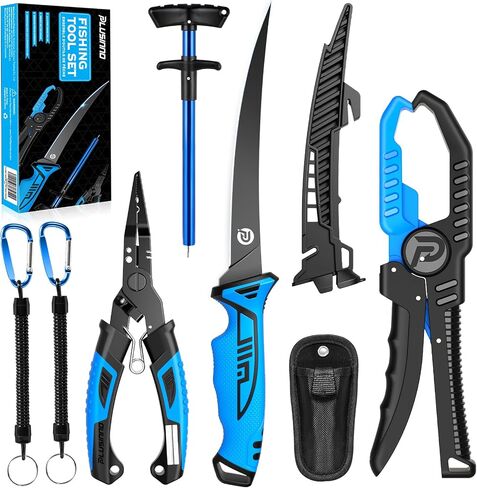 PLUSINNO Fishing Gear, Fishing Tools, Fishing Accessories, Corrosion Resistant Fishing Pliers Kit, Fishing Knife, Floating Fish Lip Gripper Fishing Gifts for Men, Gifts for Fishermen in Kuwait