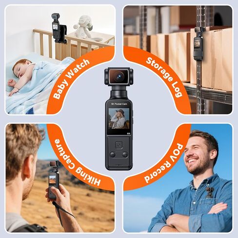 5K Body Camera with Audio, 270° Rotating Lens, External Mic, and EIS Stabilization – 4K/60FPS Z14 Vlogging Camera for Daily Recording and Personal Record (128GB) in Kuwait