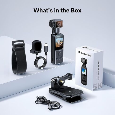 5K Body Camera with Audio, 270° Rotating Lens, External Mic, and EIS Stabilization – 4K/60FPS Z14 Vlogging Camera for Daily Recording and Personal Record (128GB) in Kuwait