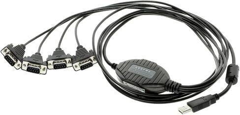 Gearmo 4 Port USB to RS232 Serial Adapter with FTDI Chipset – Supports Windows 11, 10, 8, 7, Linux & Mac, Features Plug-and-Play Without Configuration, ESD & Surge Protection (5ft Length) in Kuwait