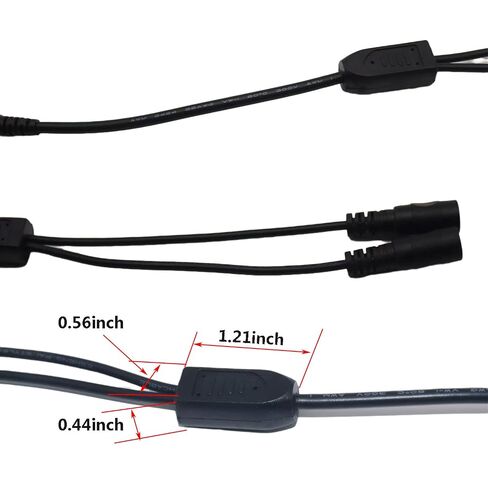 2PCS DC Y Splitter Cable 1 Male to 2 Female,3.5mm x 1.35mm DC Power Extension Adapter Cable,for CCTV Surveillance Cameras, LED Light Strip in Kuwait