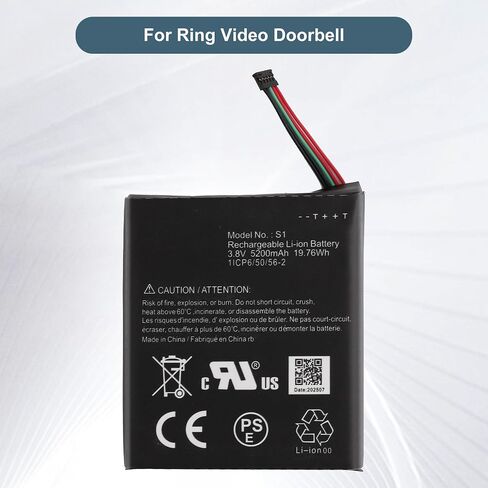 Replacement Battery S1 (5-Pin) Compatible with for Ring Video Doorbell -5 Cable Version ONLY 2020 Release in Kuwait