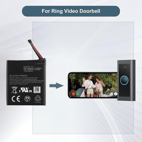 Replacement Battery S1 (5-Pin) Compatible with for Ring Video Doorbell -5 Cable Version ONLY 2020 Release in Kuwait