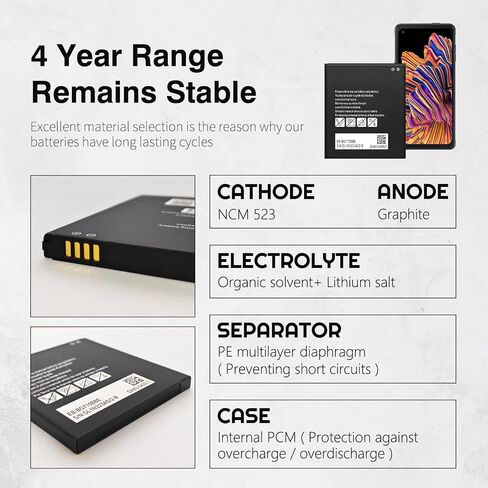 4500mAh Battery for Samsung Galaxy XCover Pro & XCover 6 Pro,2026 New Upgrade[0 Cycle] High Capacity Replacement Battery for EB-BG715BBE / EB-BG736BBE, SM-G715 G715F G715U G736B in Kuwait