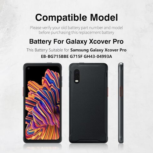 4500mAh Battery for Samsung Galaxy XCover Pro & XCover 6 Pro,2026 New Upgrade[0 Cycle] High Capacity Replacement Battery for EB-BG715BBE / EB-BG736BBE, SM-G715 G715F G715U G736B in Kuwait