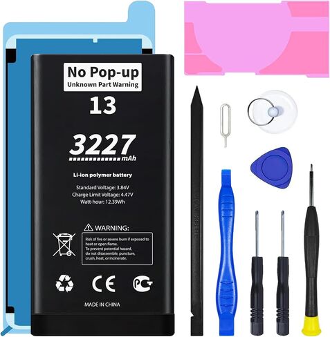 𝗡𝗼 𝗣𝗼𝗽-𝘂𝗽 𝗨𝗻𝗸𝗻𝗼𝘄𝗻 𝗣𝗮𝗿𝘁 𝗪𝗮𝗿𝗻𝗶𝗻𝗴 for iPhone 13 Diagnostic Battery,𝗧𝗿𝘂𝘁𝗵𝗳𝘂𝗹𝗹𝘆 𝗥𝗮𝘁𝗲𝗱 3227mAh Battery Replacement for iPhone 13 with Professional Repair Tool Kits in Kuwait
