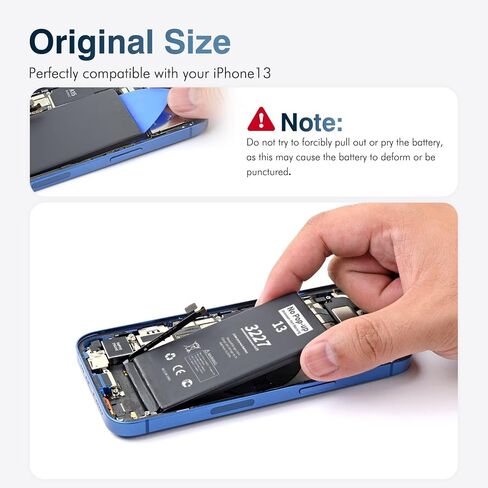 𝗡𝗼 𝗣𝗼𝗽-𝘂𝗽 𝗨𝗻𝗸𝗻𝗼𝘄𝗻 𝗣𝗮𝗿𝘁 𝗪𝗮𝗿𝗻𝗶𝗻𝗴 for iPhone 13 Diagnostic Battery,𝗧𝗿𝘂𝘁𝗵𝗳𝘂𝗹𝗹𝘆 𝗥𝗮𝘁𝗲𝗱 3227mAh Battery Replacement for iPhone 13 with Professional Repair Tool Kits in Kuwait