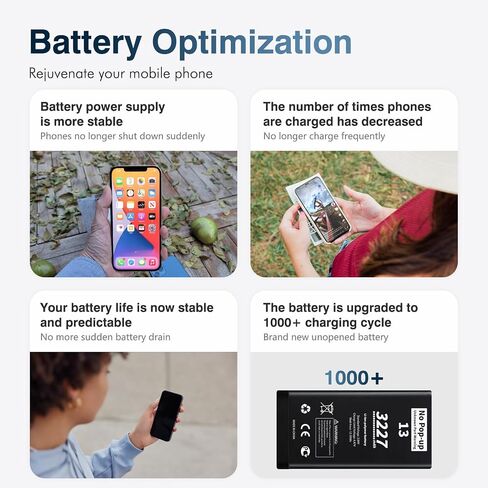 𝗡𝗼 𝗣𝗼𝗽-𝘂𝗽 𝗨𝗻𝗸𝗻𝗼𝘄𝗻 𝗣𝗮𝗿𝘁 𝗪𝗮𝗿𝗻𝗶𝗻𝗴 for iPhone 13 Diagnostic Battery,𝗧𝗿𝘂𝘁𝗵𝗳𝘂𝗹𝗹𝘆 𝗥𝗮𝘁𝗲𝗱 3227mAh Battery Replacement for iPhone 13 with Professional Repair Tool Kits in Kuwait