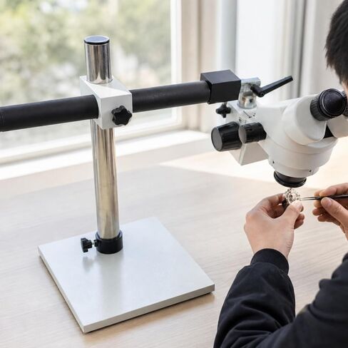 Jewelry Inspection Device Stereo Binocular Viewer Optical Instrument Continuous Ergonomic Eyepieces Adjustable Arm Vertical Post Suitable for Jewelry in Kuwait