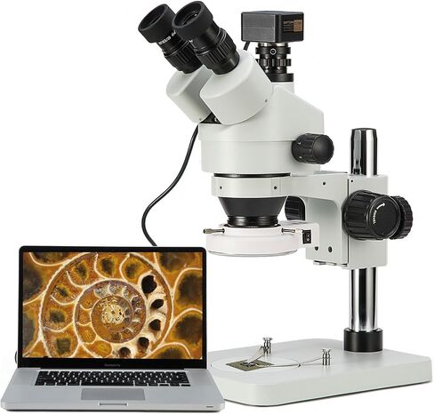 SWIFT 3.5X-90X Trinocular Stereo Zoom Microscope with 20MP Microscope Camera,56-Bulb LED,0.7X-4.5X Zoom Objective, 0.5X 2.0X Additional Objectives,Table Pillar Stand in Kuwait