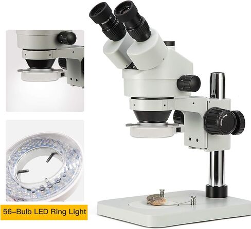 SWIFT 3.5X-90X Trinocular Stereo Zoom Microscope with 20MP Microscope Camera,56-Bulb LED,0.7X-4.5X Zoom Objective, 0.5X 2.0X Additional Objectives,Table Pillar Stand in Kuwait