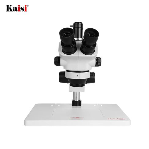 KAISI 37050PLUS Trinocular Stereo Microscope – 7X-50X Zoom, WF10X22 Wide-Field Eyepieces, Large Base with Heat-Resistant Silicone Pad & Limit Block for Electronics Repair in Kuwait