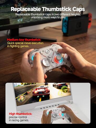 Eelexa Wireless Tri-Mode TMR Controller for PC/Switch/Switch 2/iOS/Android/Steam,Anti-Drift TMR Joysticks, 1000Hz Polling Rate, Hall Effect Triggers, RGB Lighting and Charging Dock in Saudi Arabia