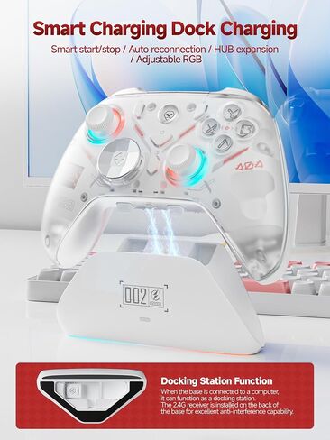 Eelexa Wireless Tri-Mode TMR Controller for PC/Switch/Switch 2/iOS/Android/Steam,Anti-Drift TMR Joysticks, 1000Hz Polling Rate, Hall Effect Triggers, RGB Lighting and Charging Dock in Saudi Arabia