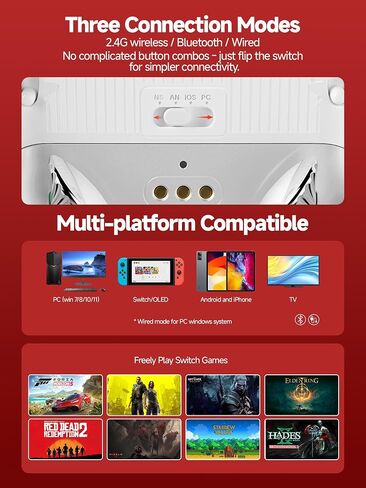 Eelexa Wireless Tri-Mode TMR Controller for PC/Switch/Switch 2/iOS/Android/Steam,Anti-Drift TMR Joysticks, 1000Hz Polling Rate, Hall Effect Triggers, RGB Lighting and Charging Dock in Saudi Arabia