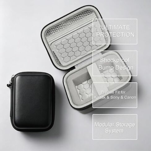 Digital Camera Case with Shockproof Bumps,for Kodak Pixpro FZ45 FZ55/for Canon PowerShot ELPH 180/190 / for Sony DSCW800 DSCW830 Compact Storage Box（BLACK） in Kuwait
