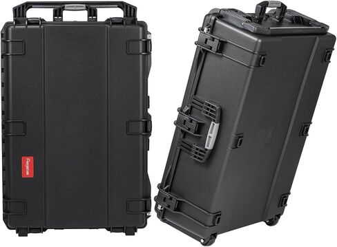 Regetek Rolling Case with Foam, 37 x 25.5 x 12 Inch, Transport Hard Case with Wheels/ 3 Large Handles for Camera, Tool, Equipment, Crushproof,Waterproof, Lockable, Inner 33.66" x 22.64" x 9.06" in Kuwait