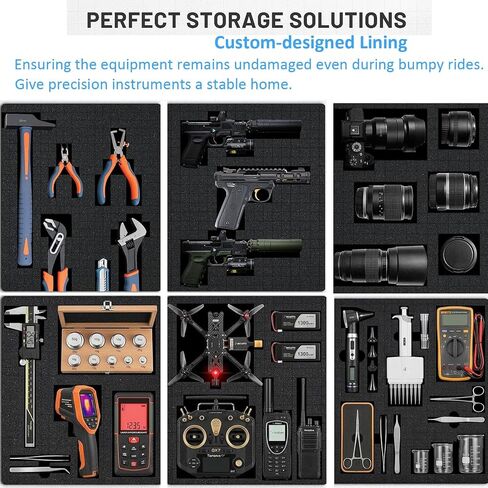 Regetek Rolling Case with Foam, 37 x 25.5 x 12 Inch, Transport Hard Case with Wheels/ 3 Large Handles for Camera, Tool, Equipment, Crushproof,Waterproof, Lockable, Inner 33.66" x 22.64" x 9.06" in Kuwait